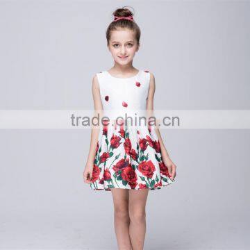 High Summer Apparel design Kids Clothing Floral Printed Girls Sleeveless Dress