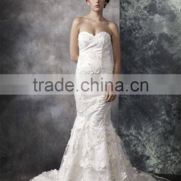 Mermaid Sweetheart Court Train Wedding Dress Elegant Lace and Satin Bridal Gown AS30202 photo-3