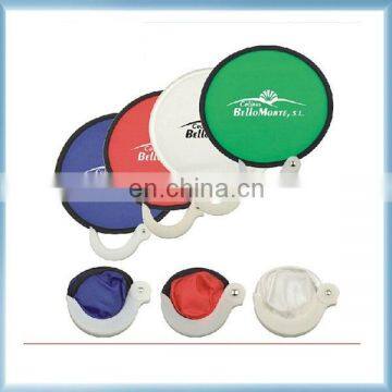 Wholesale 190T Nylon Fabric Foldable Frisbee Fan With Pouch Foldable Frisbee Fan With Handle Folding