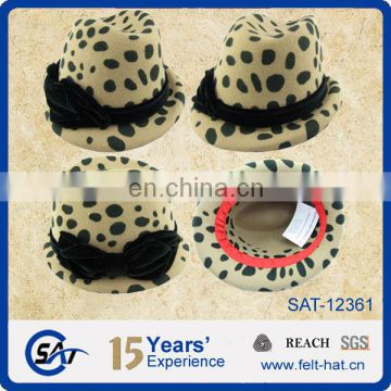 Leopard cheap wool Bucket, printed hat body