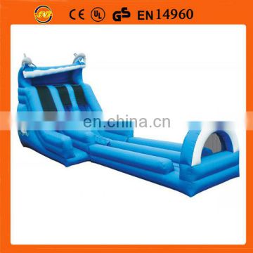 double lane dolphin inflatable slide for water play