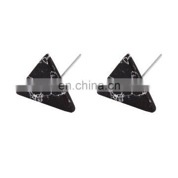 Hot sale promotion 2017 handmade natural tringle black gemstone mens stud earrings