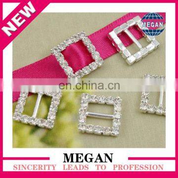 Newest decorative rectangle crystal rhinestone tiny size buckle for ribbon