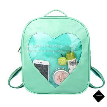 Candy leather backpack plastic transparent heart beach girsl school  bag