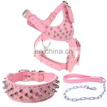 Cool Rivet 3 Pieces A Set Pet Collar Leash Training Dog Rope Pet Neck Chain Pet Supplies photo-5