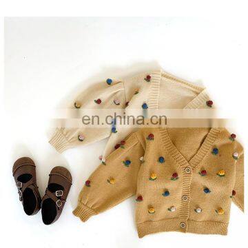 Girls retro fashion three-dimensional flower small cardigan 2020 autumn new product loose and cute knitted cardigan