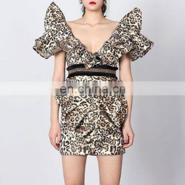 TWOTWINSTYLE Print Leopard Sleeveless Backless Sexy Bodycon Summer Dress Women 2020 photo-2