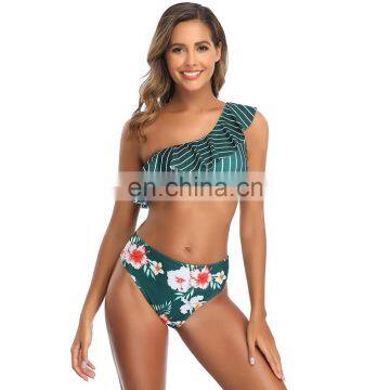 2020 Two Pieces One Shoulder Brazilian Sexy Ladies Push-up Women Swimwear Swimsuit Beachwear Bathing Suit photo-3
