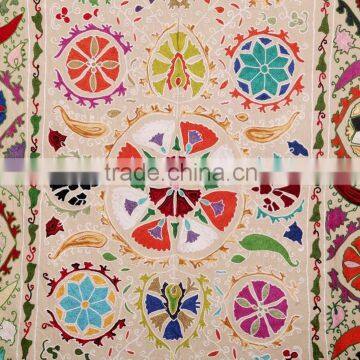 Decorative Throws Rugs Ethnic Suzani Bedspread Uzbekistan Art Suzani Hand Made Cotton Bed Cover photo-2
