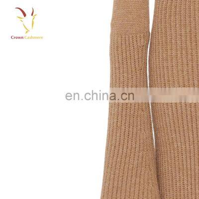 Tan V Neck Cashmere Sweater Dresses for Women photo-3