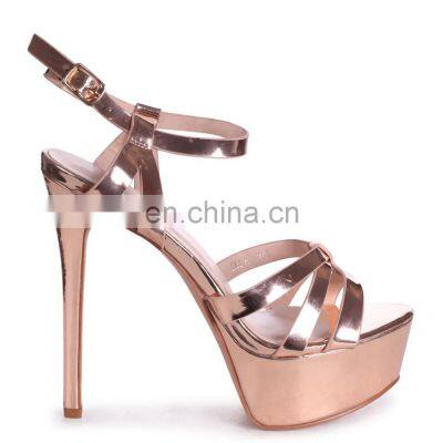 women wholesale heavy stiletto design high heeled platform gathered with front strap sandals heels shoes