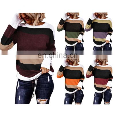 New Arrival 2021 Fashionable, Women Winter Knitted Colorblock Ladies Sweater/