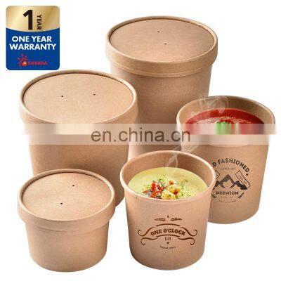 Custom printed disposable hot soup bowls, kraft paper soup cup
