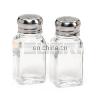 85ml Square Glass Bottle Salt Pepper Shaker With Metal Lid