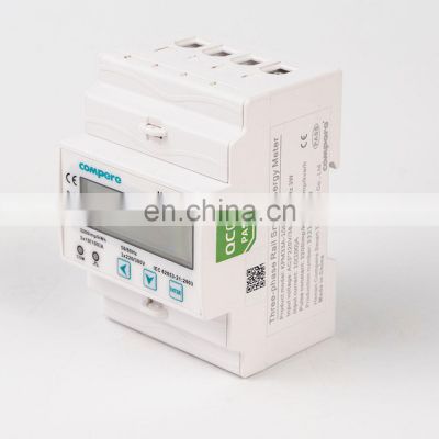 Three-phase rail dual tariff bi-directional power meter digital and small size