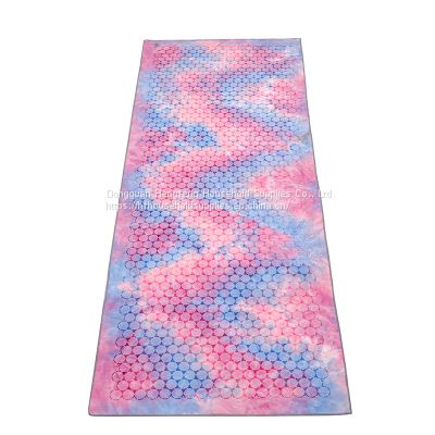 Non Slip Yoga Towel Smooth Two-Sided Skidless Design for Better Grip, Larger in Size 73 x 26 inches, Soft Suede Microfiber Moisture Wicking Material, Mat Topper for Hot Yoga, Bikram and Pilates (Rainbow)