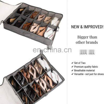 Wholesale PVC Breathable Under Bed Shoe Storage Box Closet Storage Solution With Clear Window Fits Total 12 Pairs photo-3
