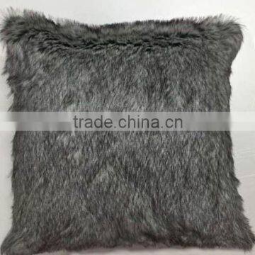 grey wolf faux fur pillow cover