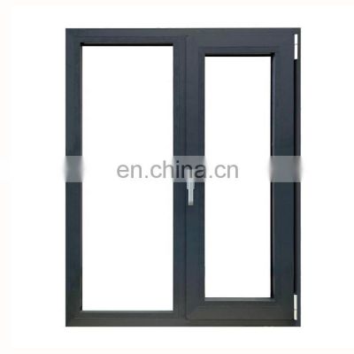 Dark grey thermal designs aluminum frame tempered double glazed glass best casement window