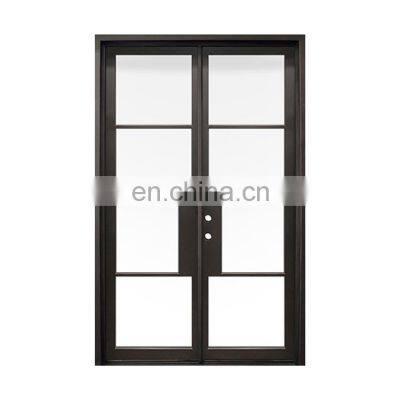 Floor-mounted double glass door decorative front double casement swing doors modern design