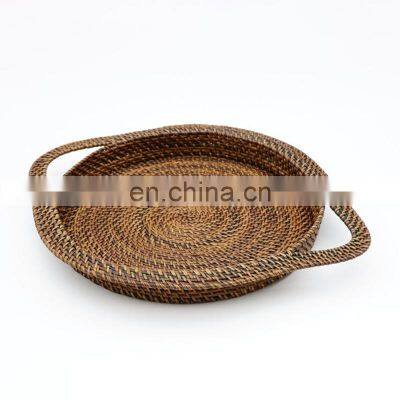 Serving Tray Handmade in Rattan Coffee Table Tray, Round Boho Serving Tray for Table Wholesale