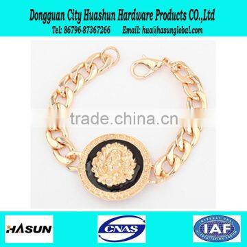 2016 high quality cheap price gold plating chain and link bracelet with snap