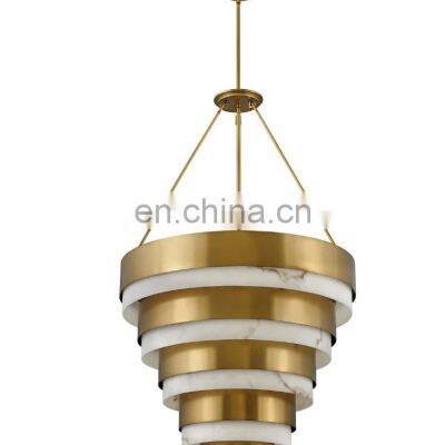 Modern creative luxury fancy large led alabaster chandelier lights for high ceiling living room villa project hotel lobby.