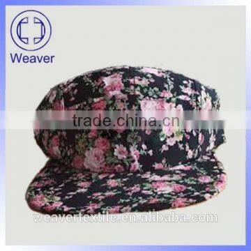 Design floral plain print 5 panel cap / flat brim hat with print floral snapback cap