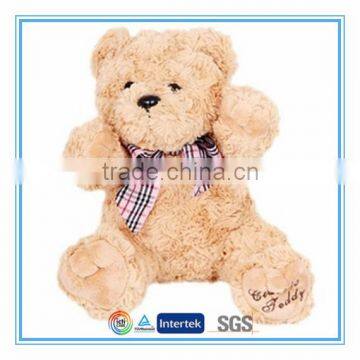 Teddy bear with ribbon brown color plush teddy bear