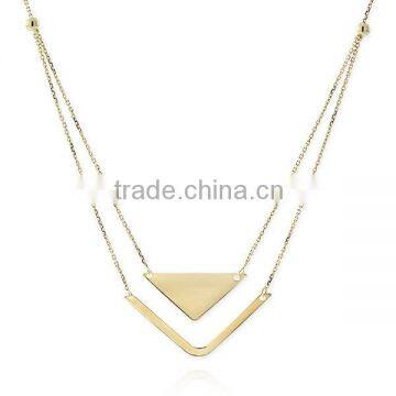 Ladies Jewelry Triangle Duet Necklace for Wholesale