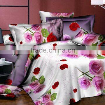 Rose Floral Pattern Print 3D Bed Cover Set