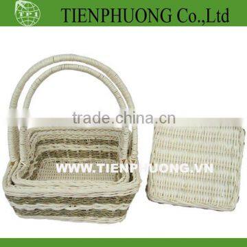 handle rattan storage basket/bamboo square basket