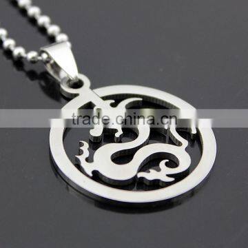 304 Stainless Steel Round Dragon Pendant Necklace photo-5
