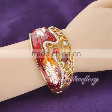 korea luxury jewelry cuff bracelet enamel gold plated buckle wholesale bollywood cz bangles