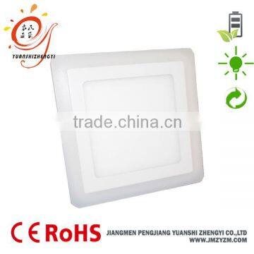 Square 18W+6W double color led panel light in factory price