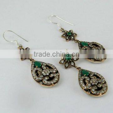 Different Indian Sets !! Green Onyx, White CZ 925 Gemstone Indian Jewellery, Sterling Silver Jewellery