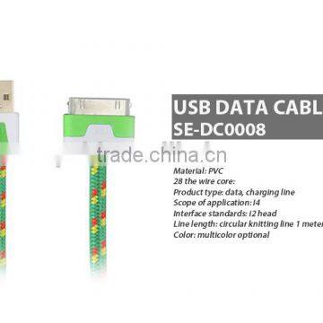 30-pin LED Flash Flat Charging Data Cable for iPhone 4/4S