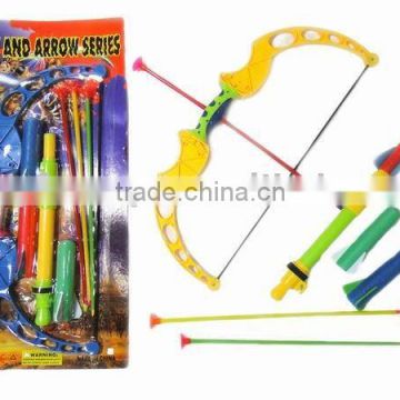 Plastic bow and arrow with rocket play set