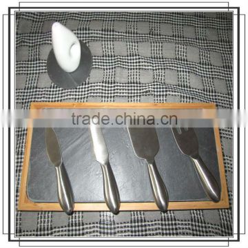 Slate cute Western-style food serving plate with bamboo