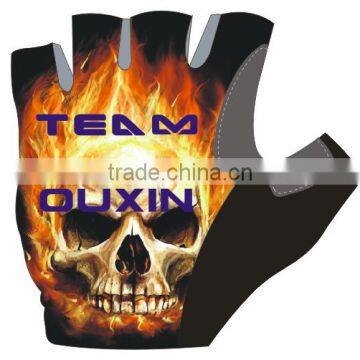 hot new products for 2015 cycling gloves/pro bike glove men half finger pro team Fire on Skull