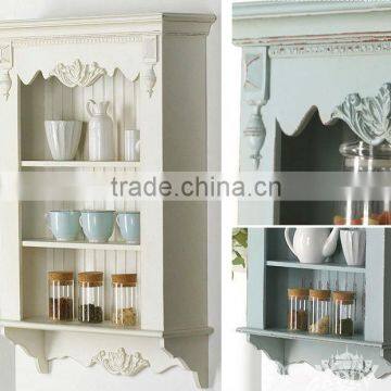 Shabby chic wooden wall storage shelf with two layers for living room                        
                                                Quality Choice