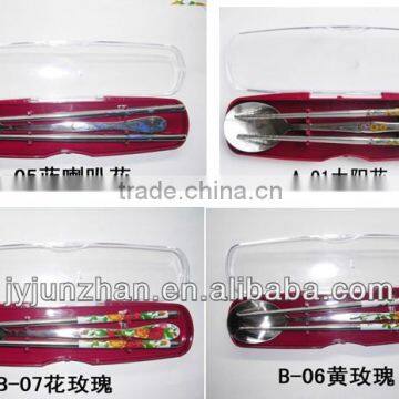 Stainless Steel Chopstick Spoon With Rose Handle Made in China ( With Blue Flower Stick On) photo-6