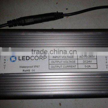 Waterproof constant voltage LED power supply 48W(12/24VDC)