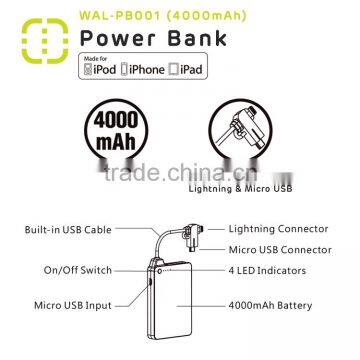 Walnut MFI Certified 2 IN 1 Portable Power Bank 4000mah photo-3