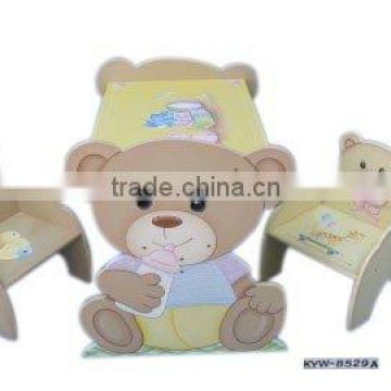 Wooden Animal Bear Design Kids Table Chair