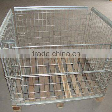 Warehouse Storage Cage Metal Cage Stackable Folding Wire Mesh Pallet Cage