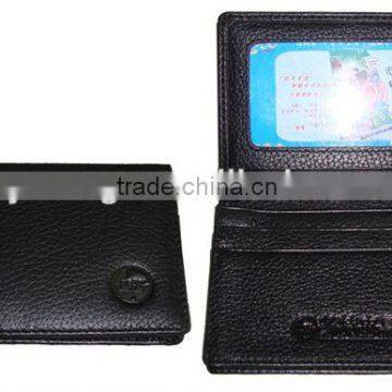 Embossed leather multi name card wallets with transparent window