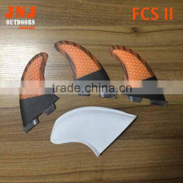 orange half carbon FCS II G5 M fins with fiberglass and bamboo material for surfing 002 size M