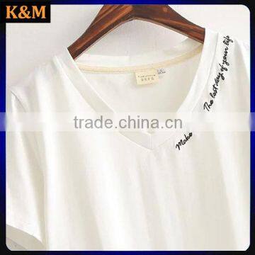 Embroidered t Shirt 180g Casual t Shirt v Neck t Shirt photo-6