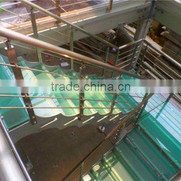 Double Stringer Stainless Steel Straight Stairs With Glass Treads photo-2